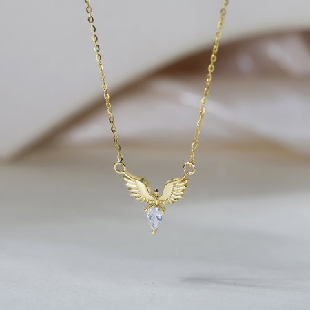 Colier inger argint 925 placat cu aur 14K cu zirconiu [1]