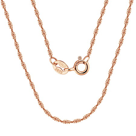 Colier argint 925 rasucit placat cu aur roz, 45 cm, 1,5 mm