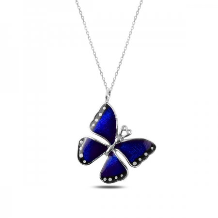 Colier argint 925 rodiat cu fluturas verde - Be Nature CTU0086 [0]