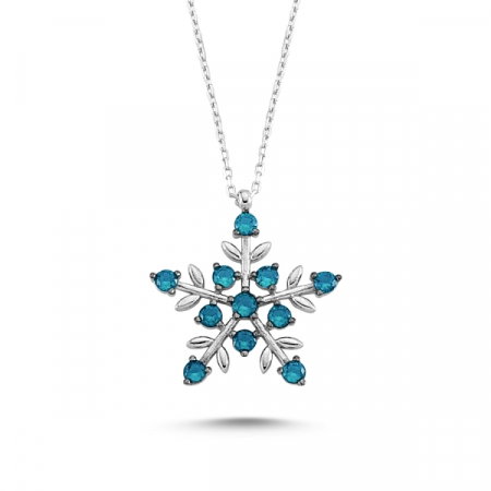 Colier argint 925 rodiat cu fulg de nea si zirconii - Be Nature CTU0095 [0]