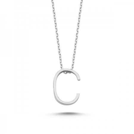 Colier argint 925 rodiat cu litera C de tipar CTU0060 [0]