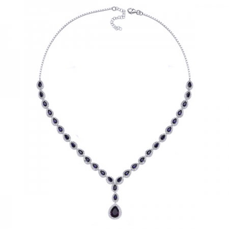 Colier argint 925 rodiat cu zirconii albe si albastre - Be Elegant CSTU0031 [2]