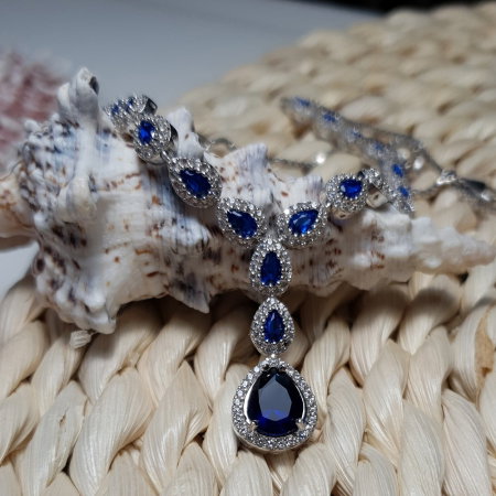 Colier argint 925 rodiat cu zirconii albe si albastre - Be Elegant CSTU0031 [0]