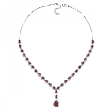 Colier argint 925 rodiat cu zirconii albe si rosii - Be Elegant CSTU0032 [1]