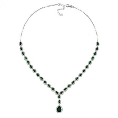 Colier argint 925 rodiat cu zirconii albe si verzi - Be Elegant CSTU0030 [0]