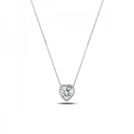 Colier argint 925 rodiat inimioara cu zirconiu alb - Be in Love CTU0062