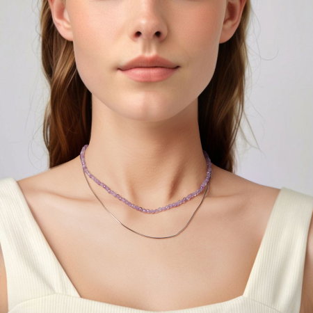 Colier argint Ametist Natural [10]