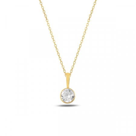 Colier argint aurit cu zirconiu alb placat cu aur galben - CTU0096 [0]