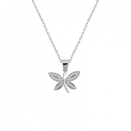 Colier argint Butterfly cu zirconii
