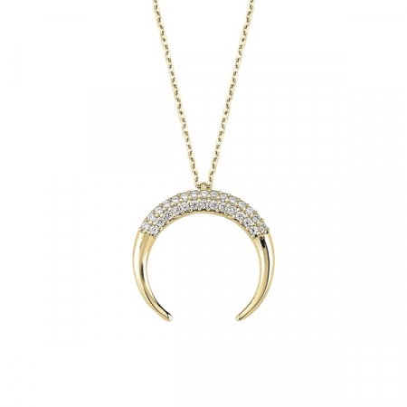 Colier argint corn dublu cu zirconii placat cu aur [0]