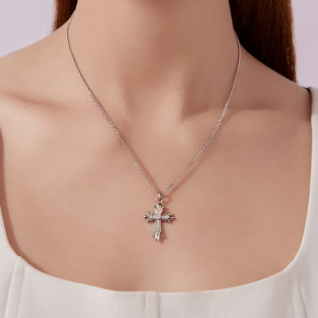 Colier argint cruce cu Moissanit [1]