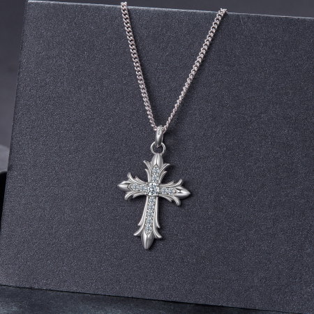 Colier argint cruce cu Moissanit [2]