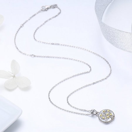 Colier argint copacul vietii cu inimioare aurii [9]