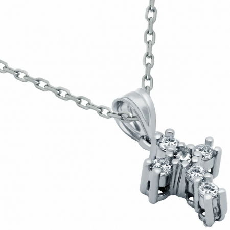 Colier argint cu cruciulita si zirconii, placat cu rodiu