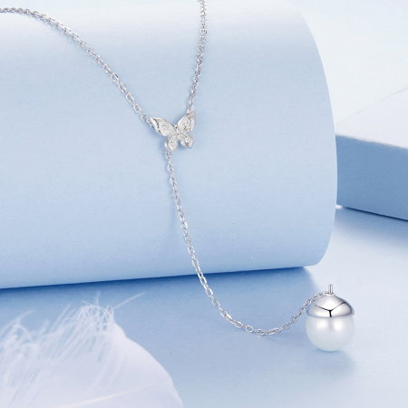 Colier argint cu fluture si perla [2]