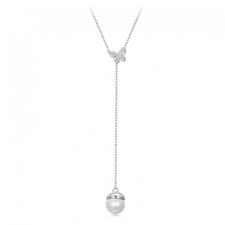 Colier argint cu fluture si perla