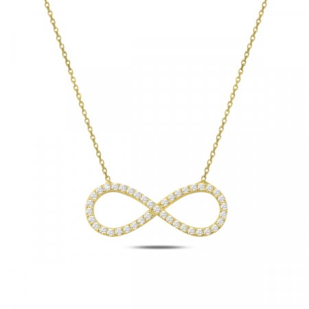 Colier argint  cu infinit si zirconii albe, placat cu aur  - CTU0105 [0]