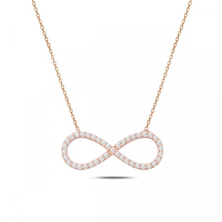 Colier argint  cu infinit si zirconii albe, placat cu aur roz - CTU0106 [0]