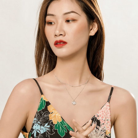 Colier argint cu lant dublu placat cu rodiu [8]