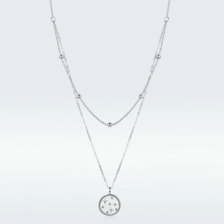 Colier argint cu lant dublu placat cu rodiu [1]