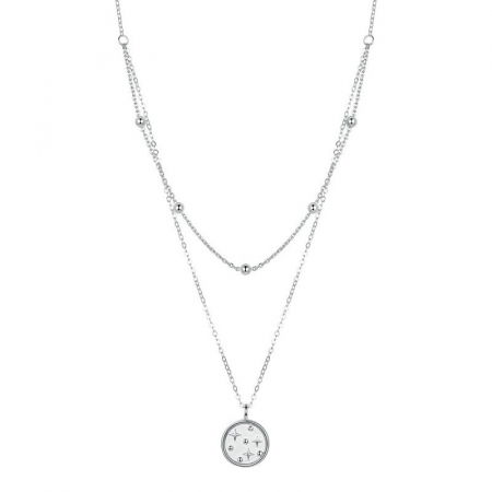 Colier argint cu lant dublu placat cu rodiu