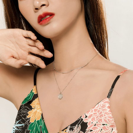 Colier argint cu lant dublu placat cu rodiu [6]