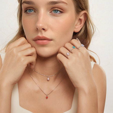 Colier argint cu opal sintetic [10]