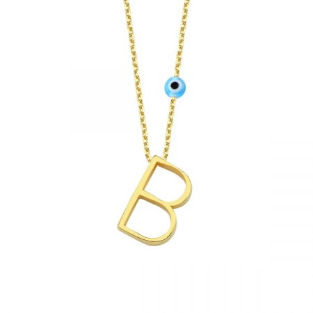 Colier argint cu pandantiv litera B placat cu aur