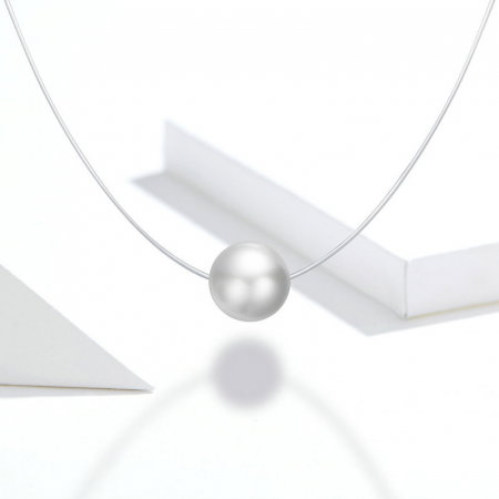 Colier argint cu perla si snur transparent [4]