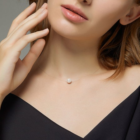 Colier argint cu perla si snur transparent [3]