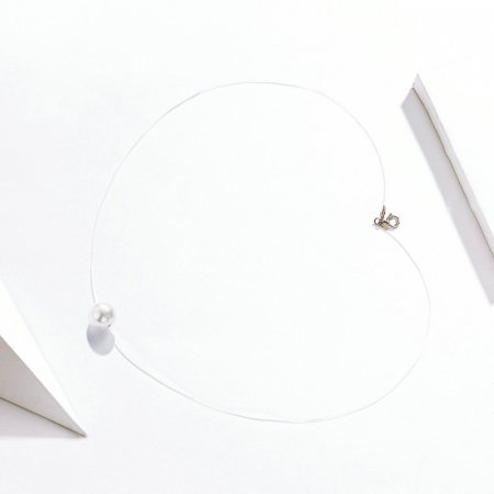 Colier argint cu perla si snur transparent [2]