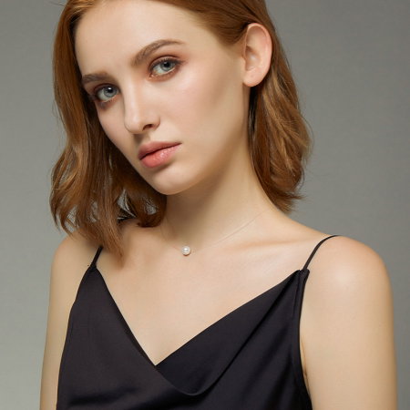 Colier argint cu perla si snur transparent [5]