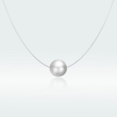 Colier argint cu perla si snur transparent [8]