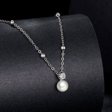 Colier argint cu perle naturale si moissanite [6]