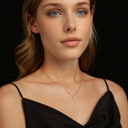 Colier argint cu perle naturale si moissanite [3]