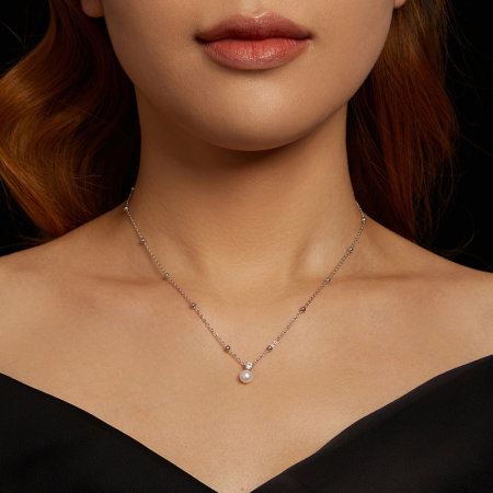 Colier argint cu perle naturale si moissanite [7]