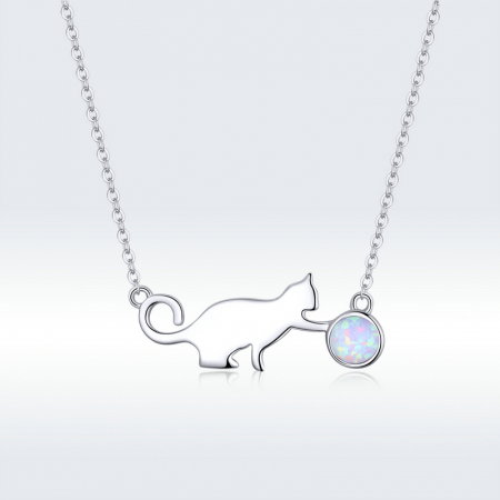 Colier argint cu pisicuta si ghem de opal [5]