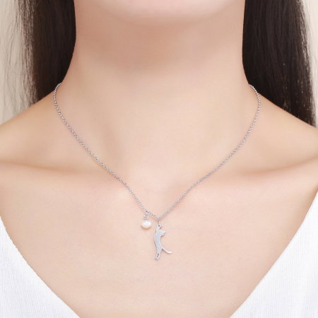 Colier argint cu pisicuta si perluta [6]