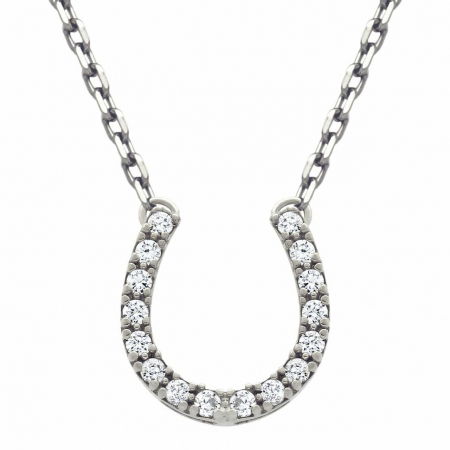 Colier argint cu potcoava si zirconii, placat cu rodiu