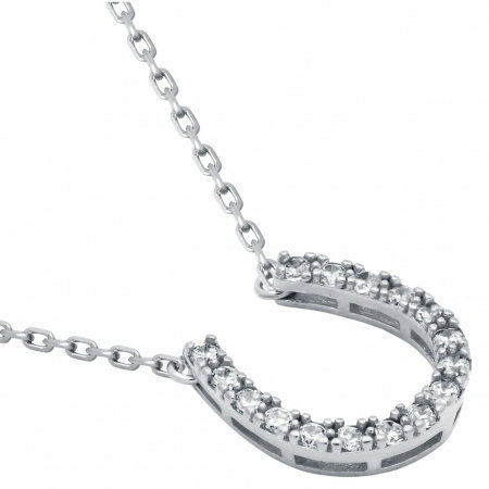 Colier argint cu potcoava si zirconii, placat cu rodiu [1]