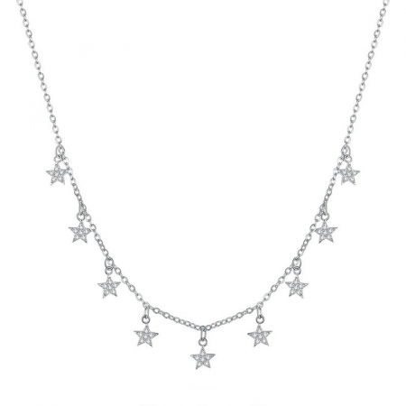 Colier argint cu stelute placat cu rodiu