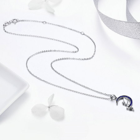 Colier argint cu zana norocoasa si luna albastra placat cu rodiu [2]