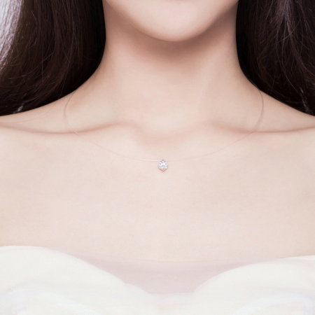 Colier argint cu zirconiu si snur transparent [3]