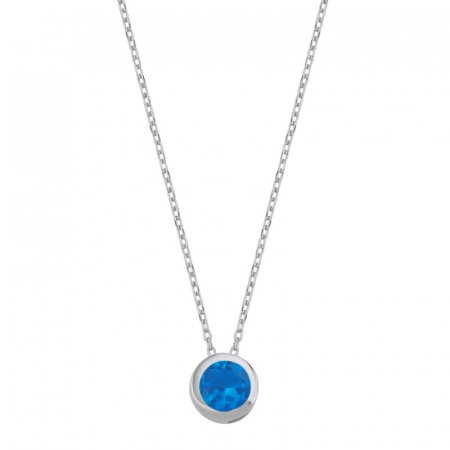 Colier argint cu zirconiu acvamarin [0]