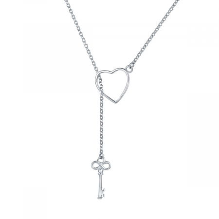 Colier argint deschide-ti inima placat cu rodiu