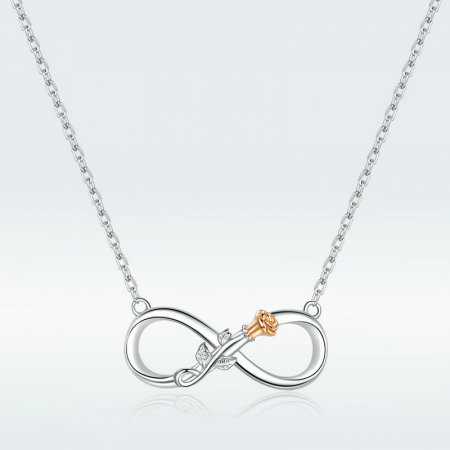 Colier argint Dragoste Infinită, cu Infitit si Trandafir auriu [3]