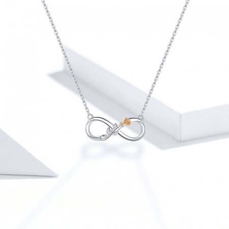 Colier argint Dragoste Infinită, cu Infitit si Trandafir auriu [4]