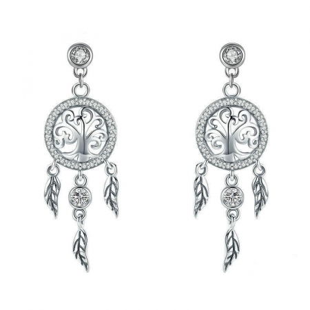 Cercei argint Dream Catcher cu Copacul Vietii
