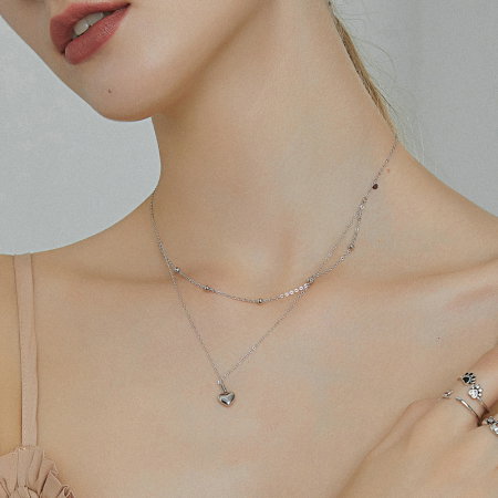 Colier argint dublu cu inimioara [1]