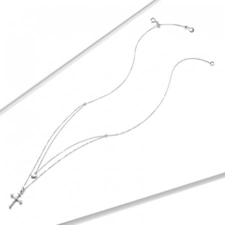 Colier argint dublu cu inimioara si cruciulita [3]